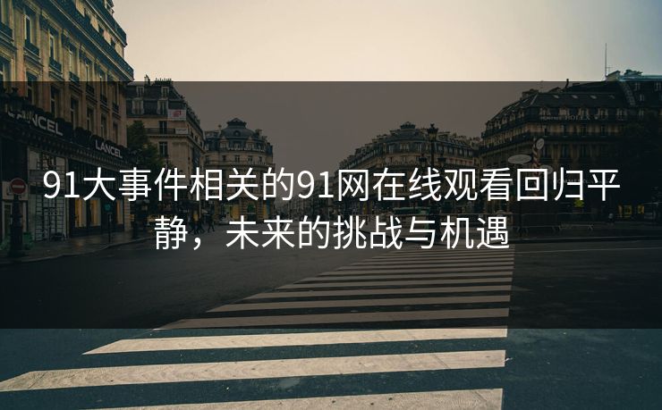 91大事件相关的91网在线观看回归平静,未来的挑战与机遇 91大事件相关的91网在线观看回归平静,未来的挑战与机遇